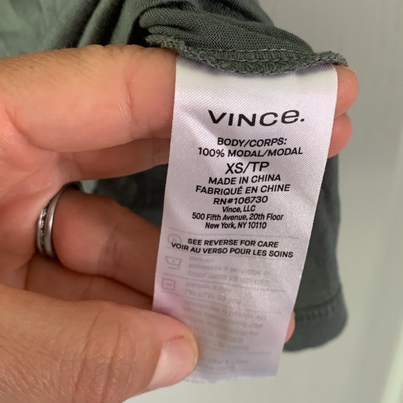 Vince olive gray green tee shirt top silky flowing fabric size XS‎ - Picture 4 of 7